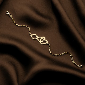 1 armband met infinity en hartje goud