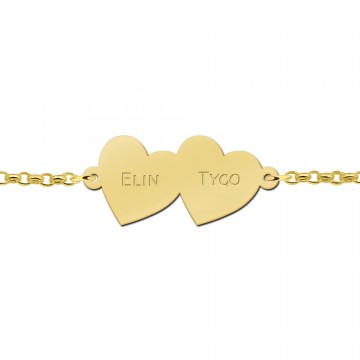 1 armband van goud met twee hartjes