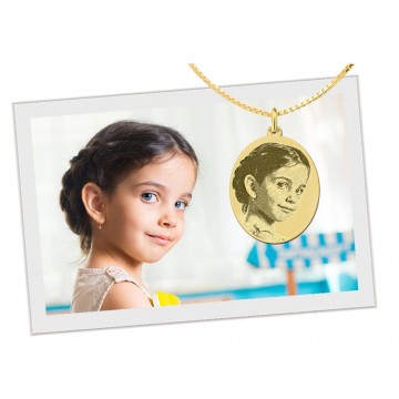 1 foto gegraveerd op hanger goud ovaal