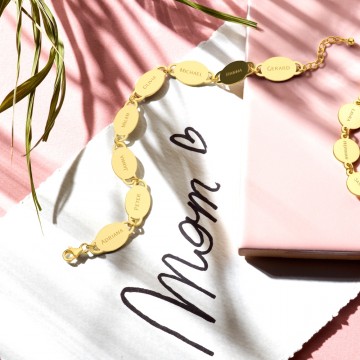 1 gouden armband acht ovaaltjes met naam