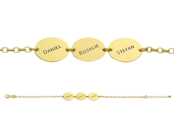 1 gouden armband drie ovaaltjes met naam