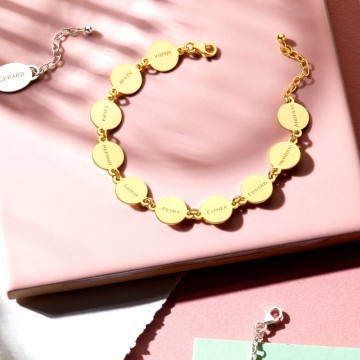 1 gouden armband tien rondjes met naam