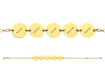 1 gouden armband vijf rondjes met naam