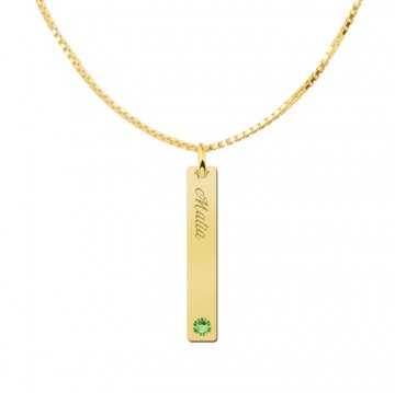1 gouden bar ketting hanger met geboortesteen