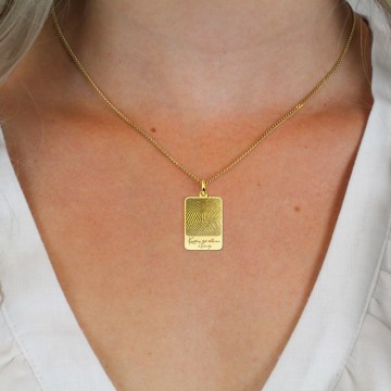 1 gouden dogtag hanger met vingerafdruk en eigen tekst