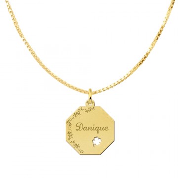 1 gouden graveerplaatje klavertje vier