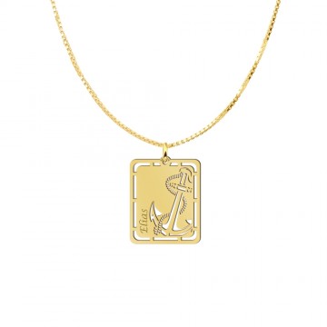 1 gouden hanger anker graveren met naam