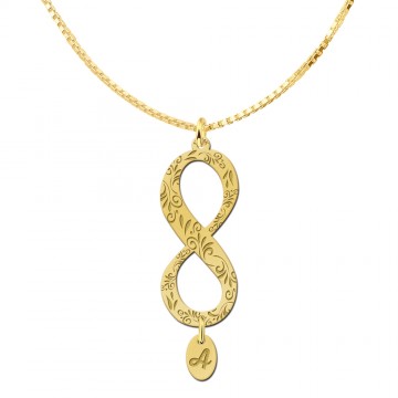 1 gouden hanger infinity lang sierrand met letterhanger
