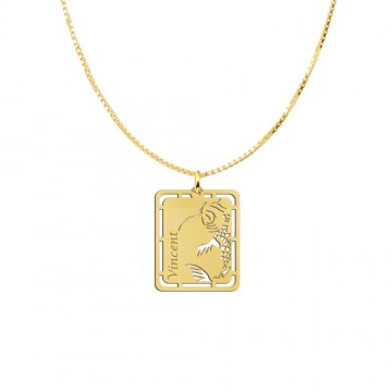 1 gouden hanger koi karper graveren met naam