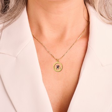 1 gouden hanger met baguette steen