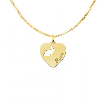 1 gouden hangertje hart met konijntje
