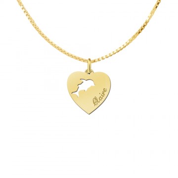 1 gouden hangertje hartje met dolfijn
