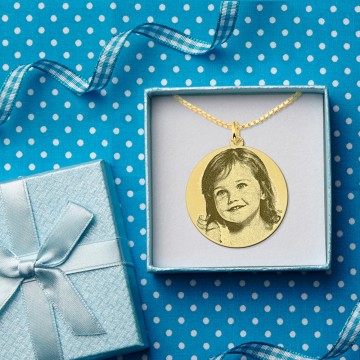 1 gouden hangertje met foto rond