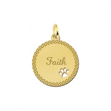 1 gouden hangertje met je naam en hondenpootje