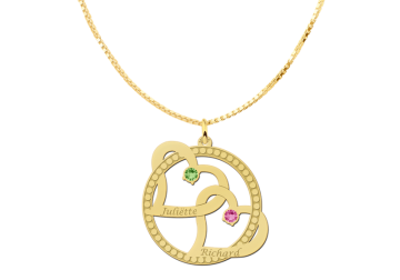 1 gouden hart hanger 2 harten met geboortestenen