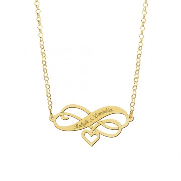1 gouden infinity ketting met hart en gravure