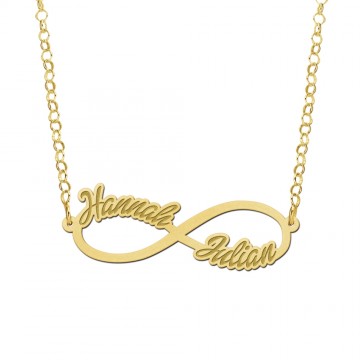 1 gouden infinity ketting met twee namen