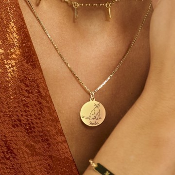 1 gouden ketting met kattenhanger abessijn