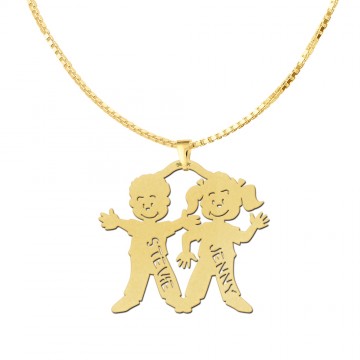 1 gouden mama hanger jongen en meisje
