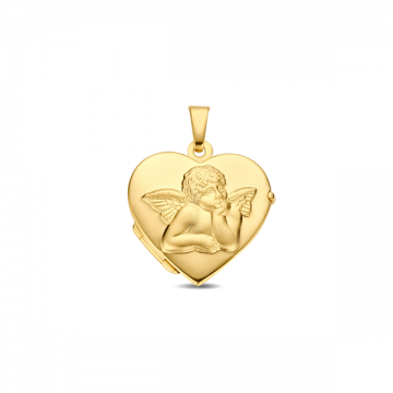 1 gouden medaillon hart met beschermengel