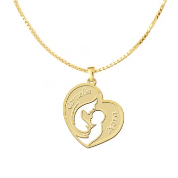 1 gouden moeder en kind hanger