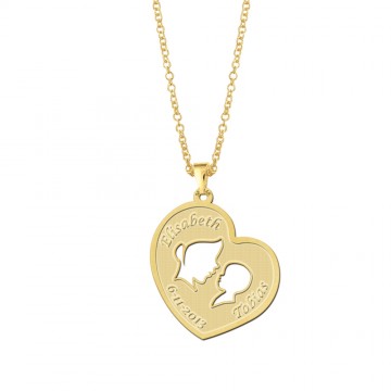 1 gouden moeder kind hanger