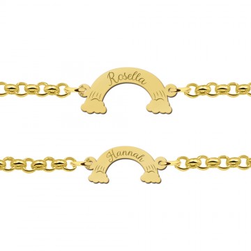 1 gouden moederendochterarmbanden met regenbogen
