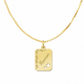 1 gouden naamplaatje met gravure en sterretjes
