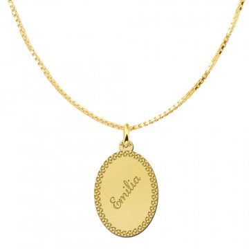 1 gouden naamplaatje met je naam graveren en met sierrand large