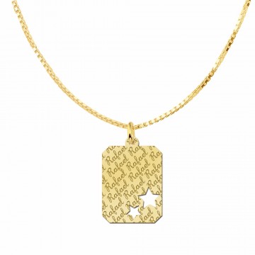 1 gouden naamplaatje met naam als tekst