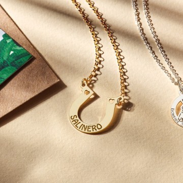 1 gouden paarden ketting met naam