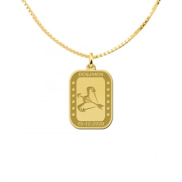 1 gouden rechthoekige hanger sterrenbeeld boogschutter