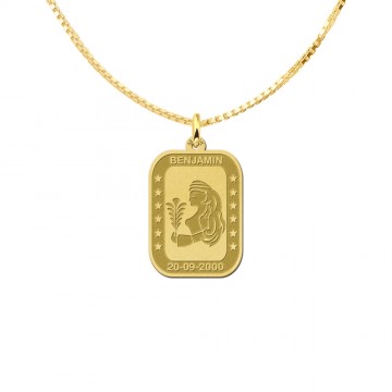 1 gouden rechthoekige hanger sterrenbeeld maagd