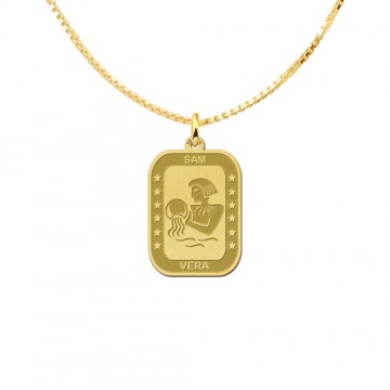 1 gouden rechthoekige hanger sterrenbeeld waterman