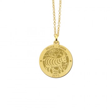 1 gouden ronde hanger chinese sterrenbeeld geit