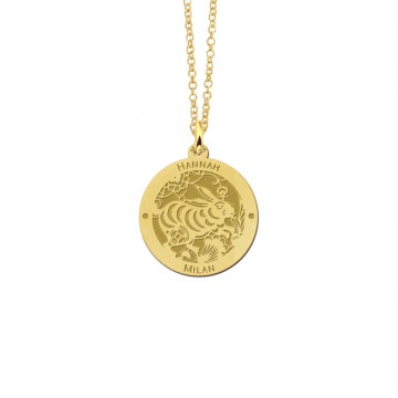 1 gouden ronde hanger chinese sterrenbeeld konijn