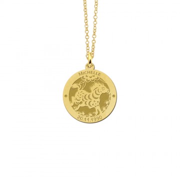 1 gouden ronde hanger chinese sterrenbeeld paard