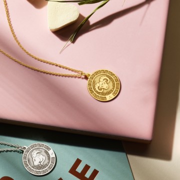 1 gouden ronde hanger sterrenbeeld ram