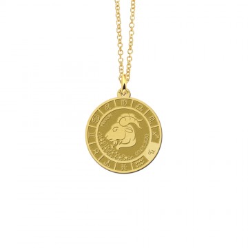 1 gouden ronde hanger sterrenbeeld steenbok