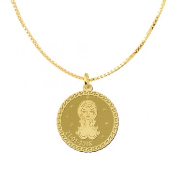 1 gouden ronde sterrenbeeld hanger maagd