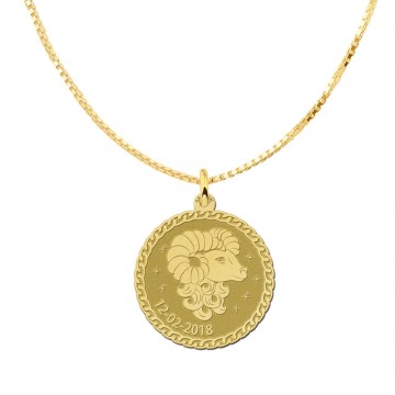 1 gouden ronde sterrenbeeld hanger ram