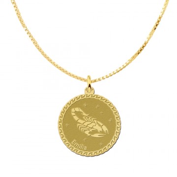 1 gouden ronde sterrenbeeld hanger schorpioen