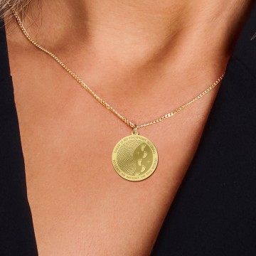 1 gouden ronde vingerafdruk hanger met voetjes