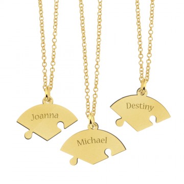 1 gouden ronde vriendschapsketting drie puzzelstukjes