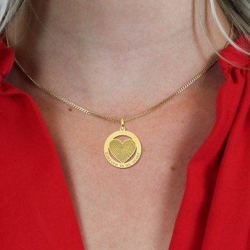 1 gouden vingerafdruk harthanger omcirkeld