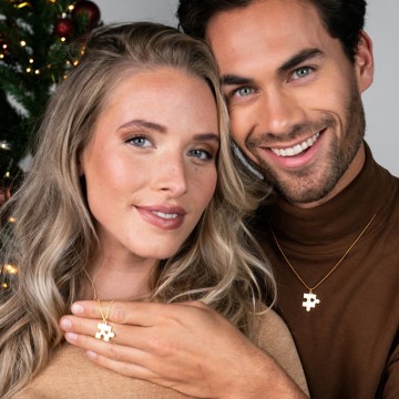 1 gouden vriendschapsketting puzzelstukjes met harten