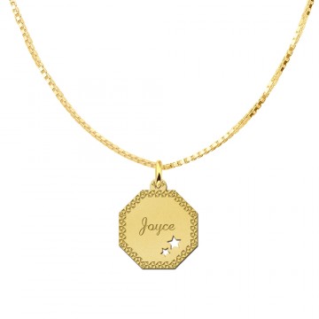 1 graveerplaat met naamgravure en twee sterren