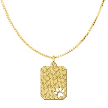 1 hanger goud recht naamgravure met pootje