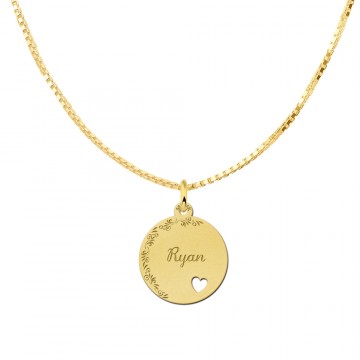 1 hangertje van goud met je naam en bloemetjes