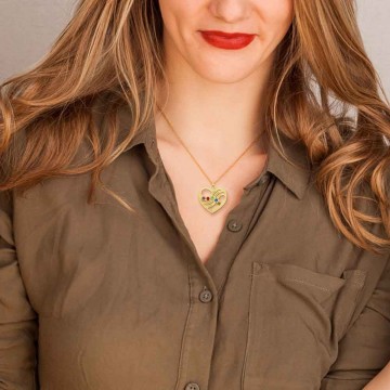 1 hart hanger met namen geboortesteen goud